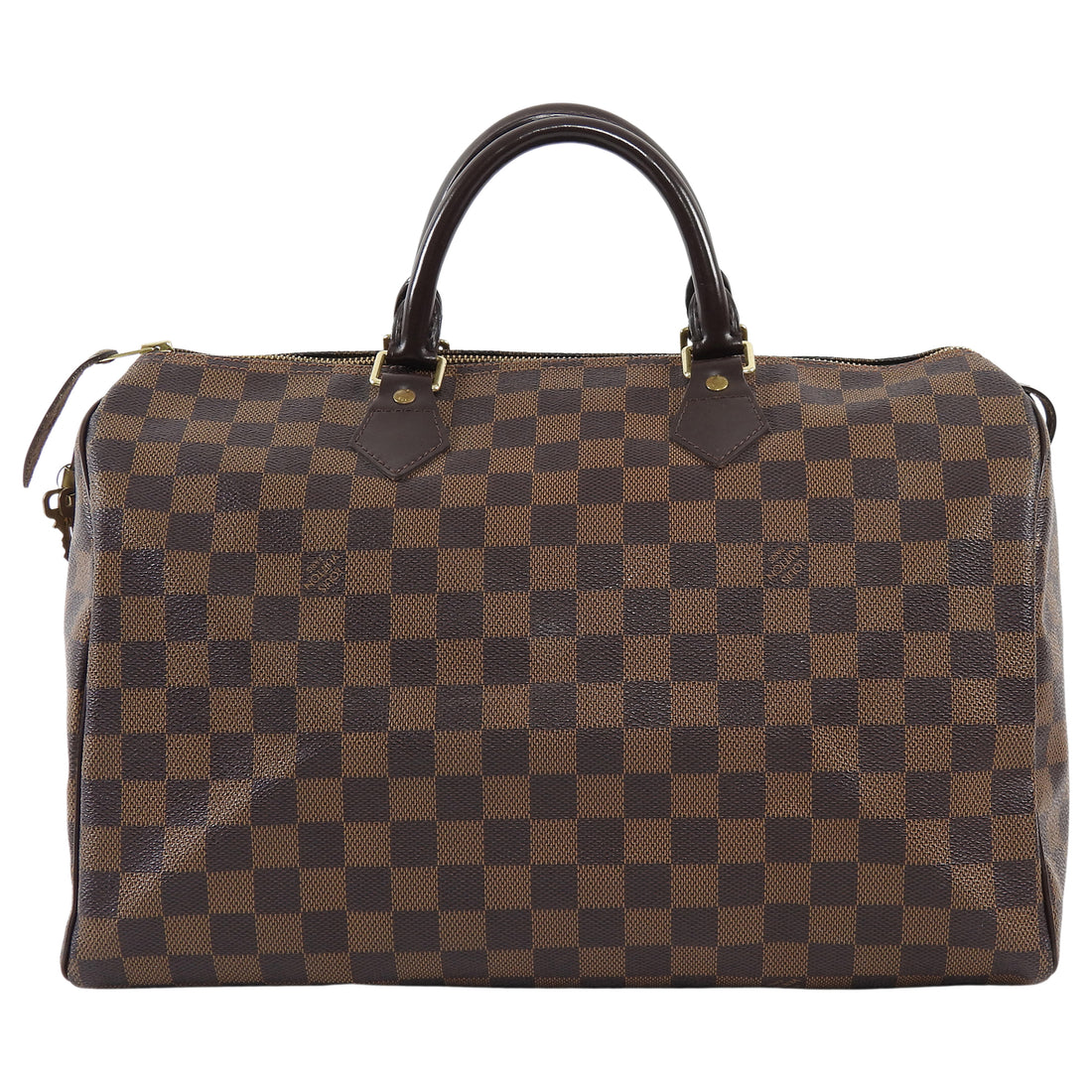 Louis Vuitton Brown Damier Ebene and Leather Speedy Boston Bag 35