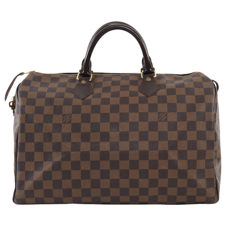 Louis Vuitton Brown Damier Ebene and Leather Speedy Boston Bag 35