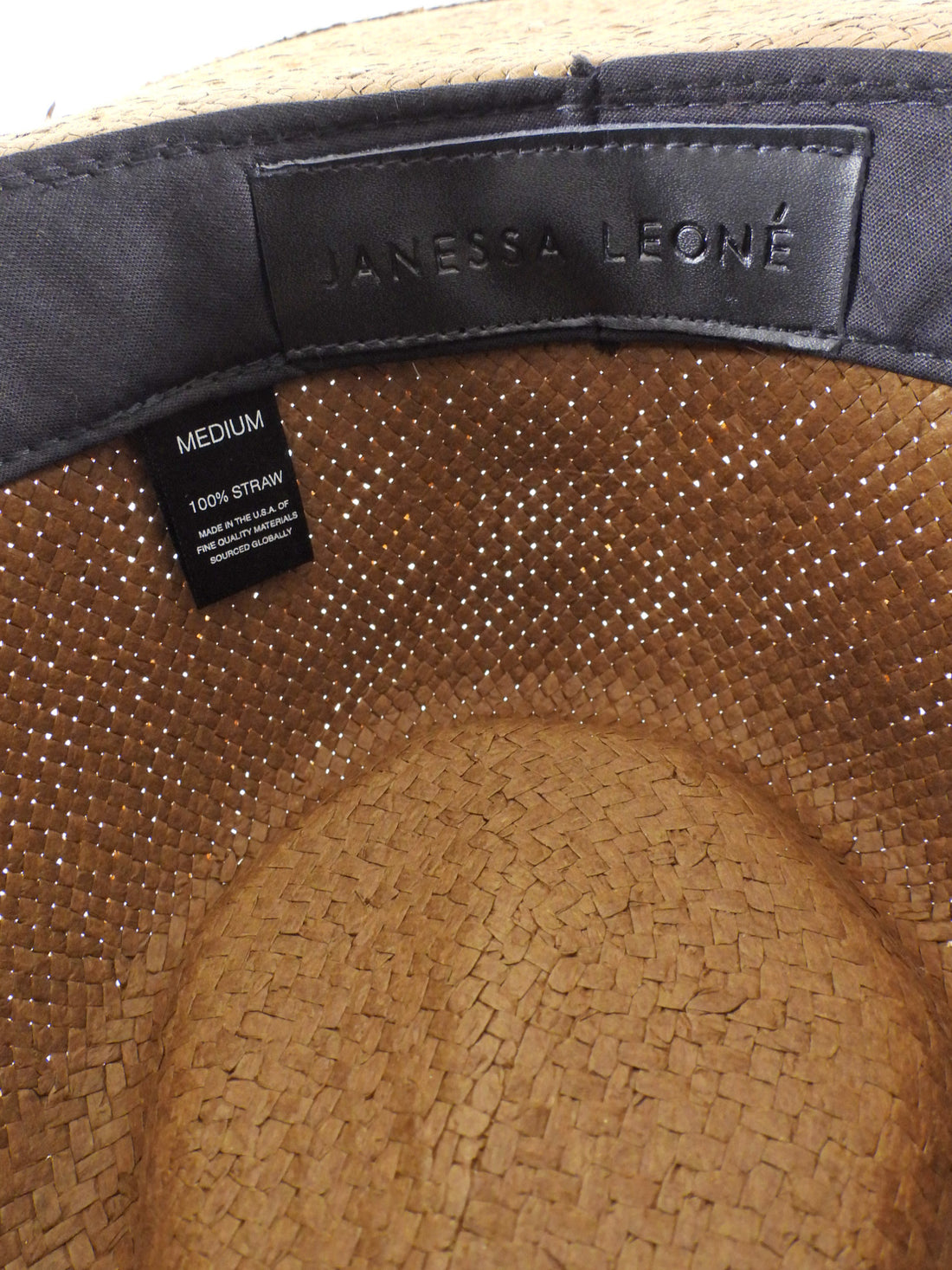Janessa Leone Brown Straw Fedora Brim Sun Hat