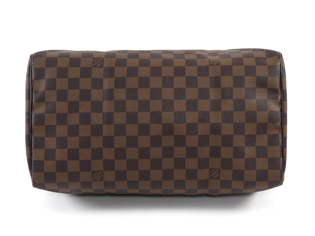 Louis Vuitton Brown Damier Ebene and Leather Speedy Boston Bag 35