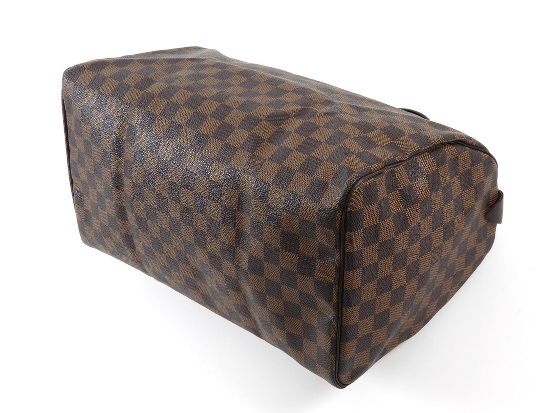 Louis Vuitton Brown Damier Ebene and Leather Speedy Boston Bag 35
