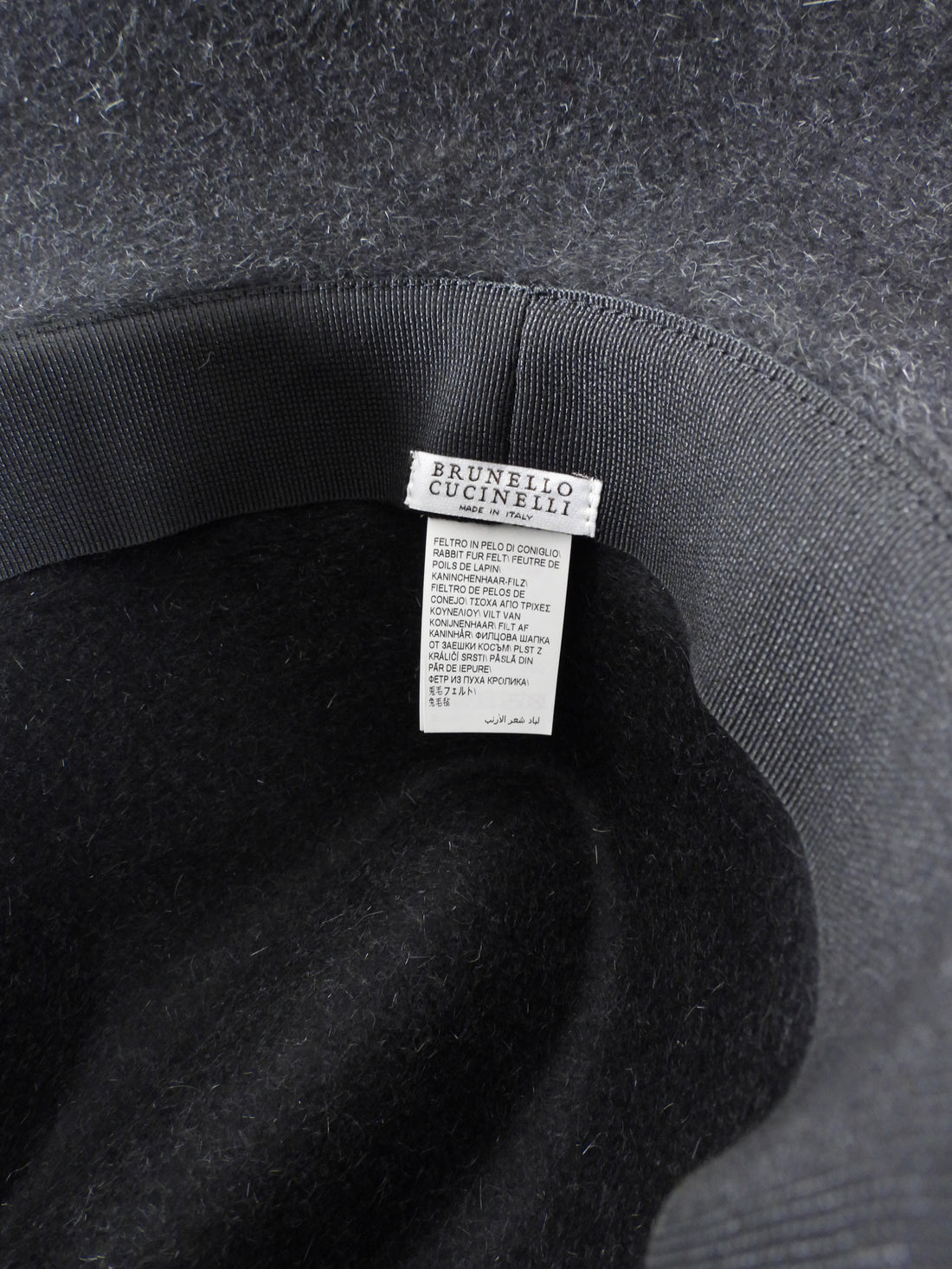 Brunello Cucinelli Black Rabbit Fur Felt Monili Fedora Hat - M
