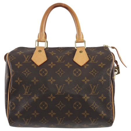 Louis Vuitton Brown Monogram Coated Canvas and Leather Speedy Boston Bag 25