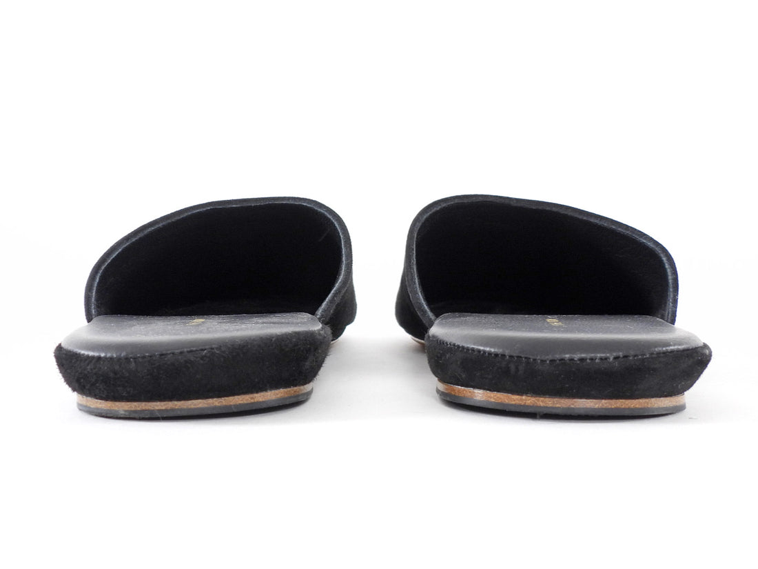 The Row Black Suede Franco Flat Slippers - 36.5