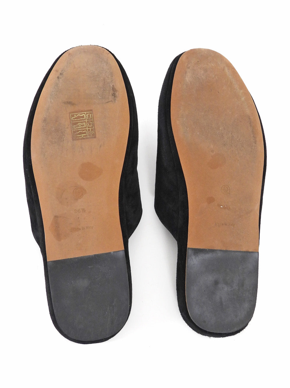 The Row Black Suede Franco Flat Slippers - 36.5