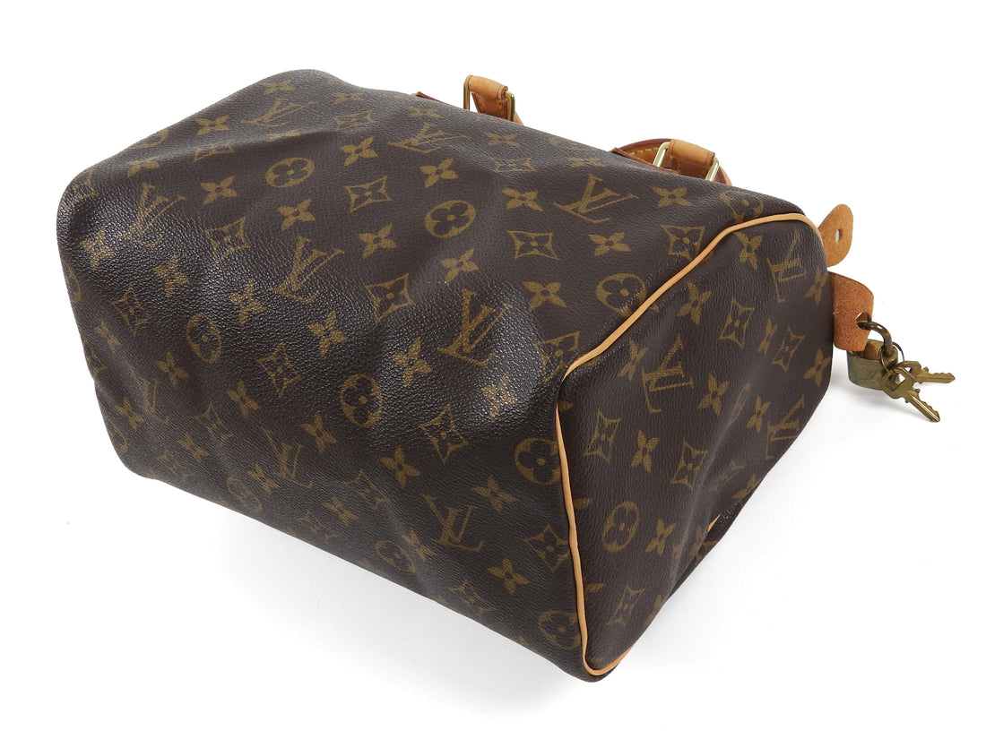 Louis Vuitton Brown Monogram Coated Canvas and Leather Speedy Boston Bag 25