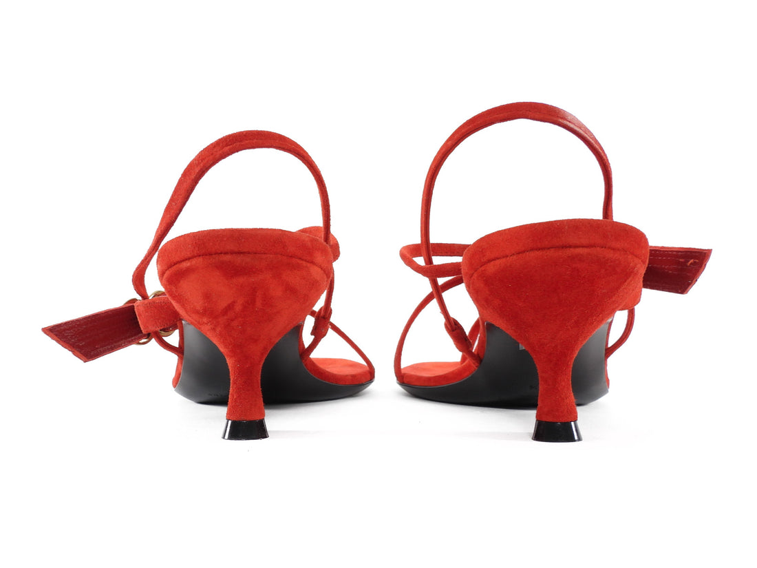 Herbert Levine Red Suede Starry Eyed 50 Kitten Heel Sandals - 36.5