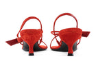 Herbert Levine Red Suede Starry Eyed 50 Kitten Heel Sandals - 36.5