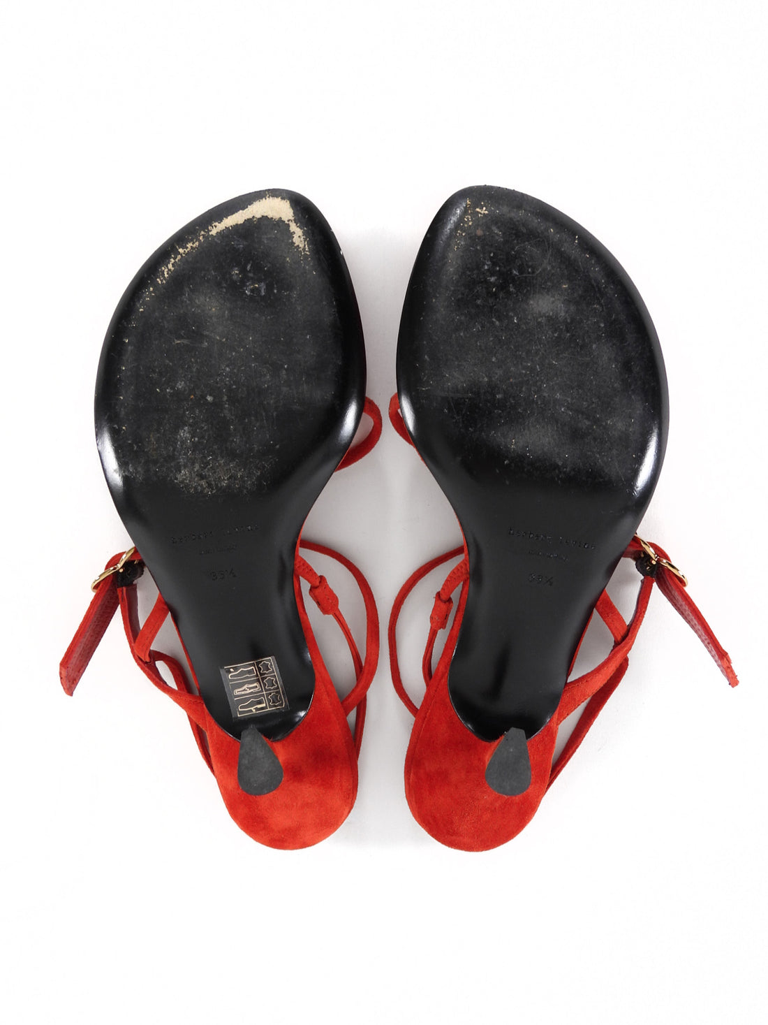 Herbert Levine Red Suede Starry Eyed 50 Kitten Heel Sandals - 36.5
