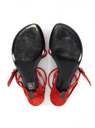 Herbert Levine Red Suede Starry Eyed 50 Kitten Heel Sandals - 36.5