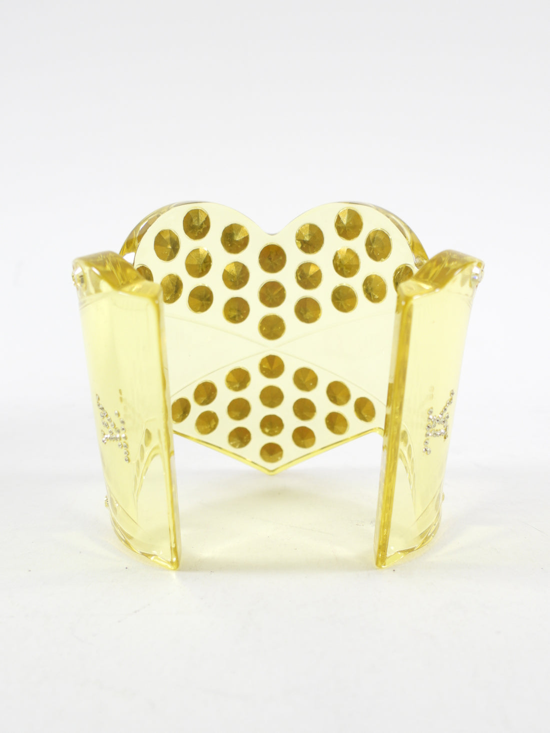 Louis Vuitton Yellow Acrylic Resin Crystal Studded Heart Cuff Bracelet