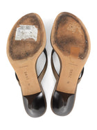 Jude Rooty Taupe Brown Leather Thong Wood Heel Sandal - 37
