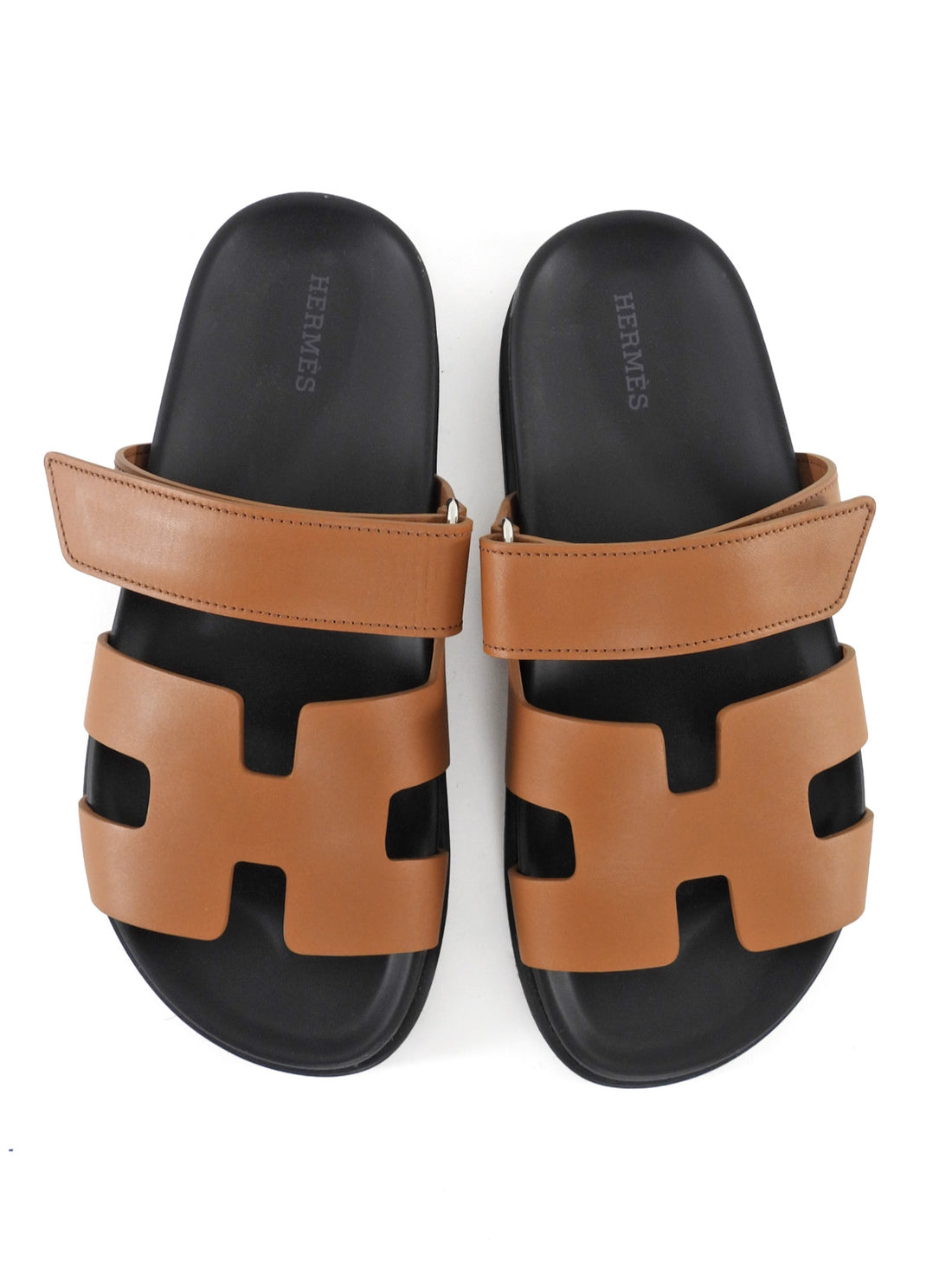 Hermes Natural Tan Leather Chypre Molded Footbed Flat Sandals - 37