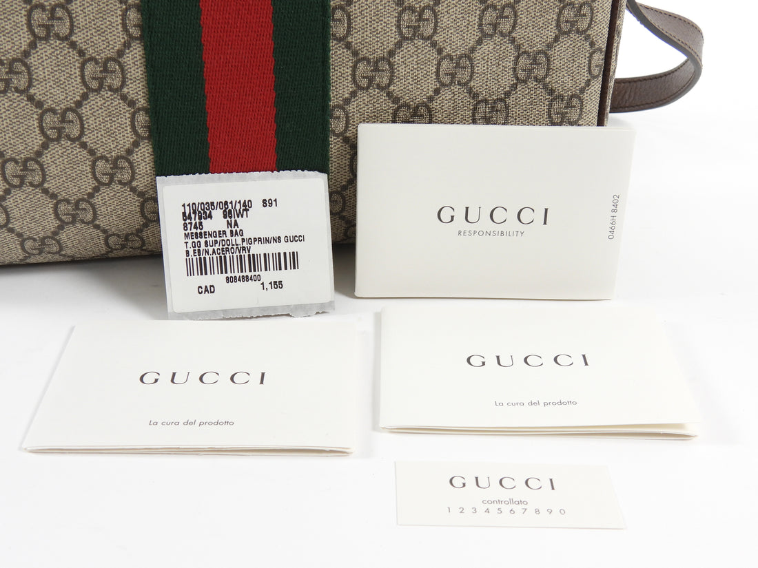 Gucci Brown Medium Monogram Supreme Web Ophidia Messenger Bag