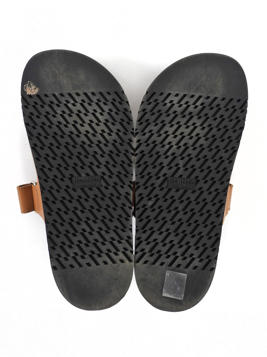 Hermes Natural Tan Leather Chypre Molded Footbed Flat Sandals - 37