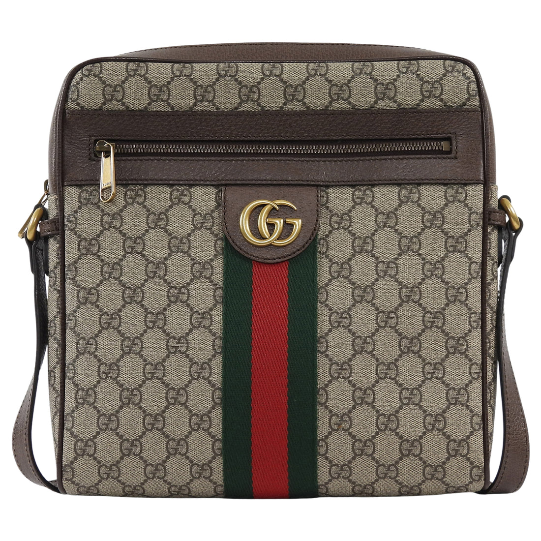 Gucci Brown Medium Monogram Supreme Web Ophidia Messenger Bag