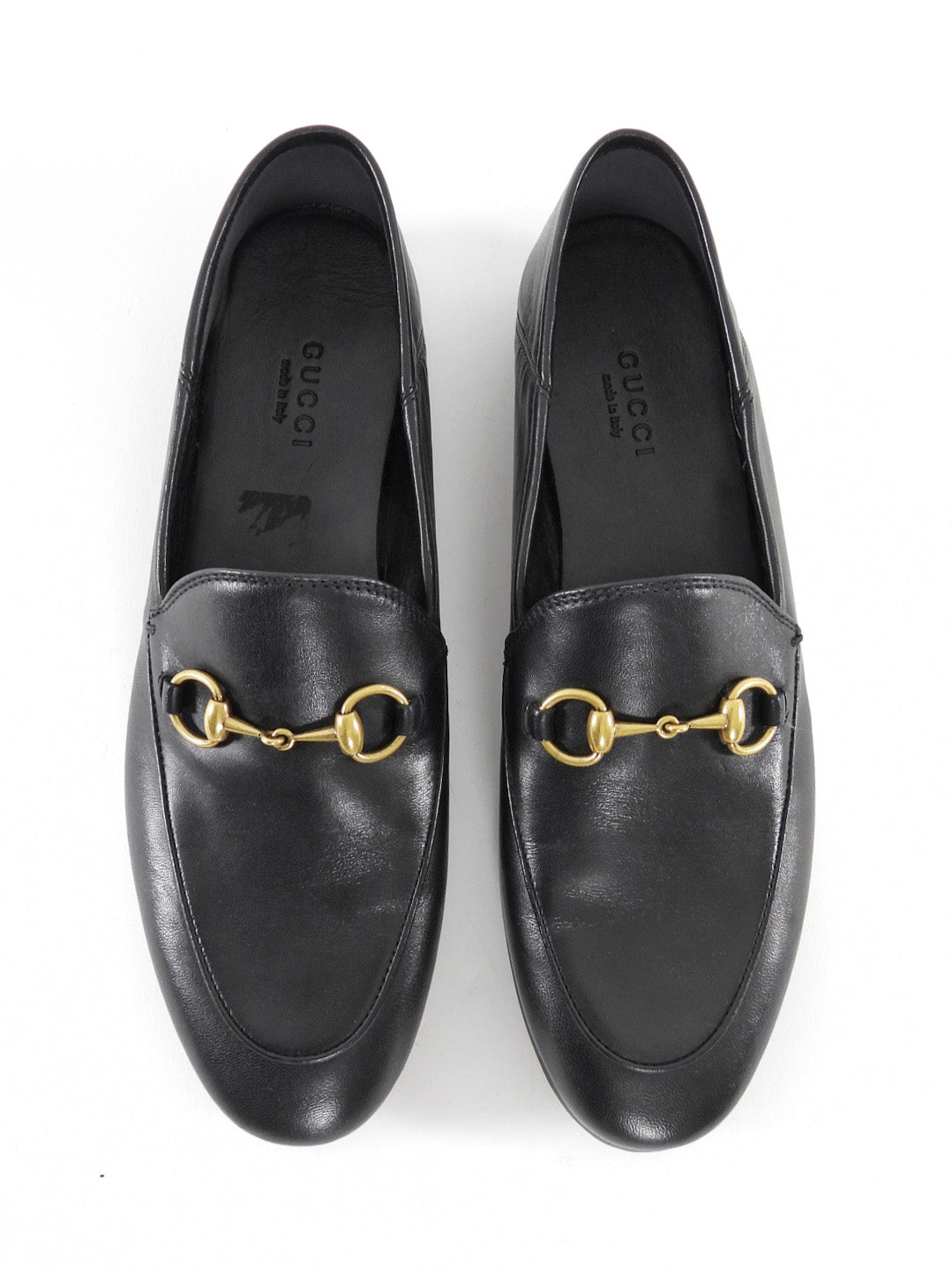 Gucci Jordaan Black Leather Horsebit Loafers - 37