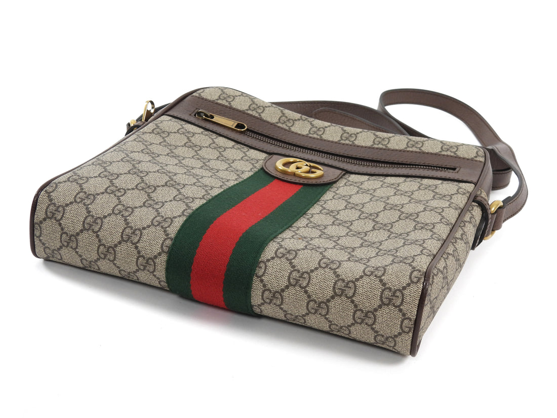 Gucci Brown Medium Monogram Supreme Web Ophidia Messenger Bag