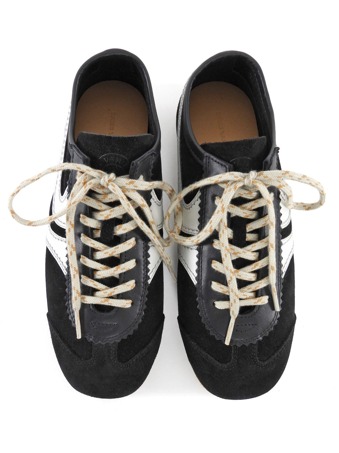 Dries van Noten Black White Suede and Buffed Leather Low Top Sneakers - 36.5