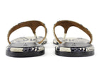 Khaite Archer Beige and  Black Snakeskin Print Flat Thong Sandals - 37