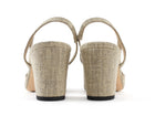 Chanel Natural Linen Grosgrain Cap Toe Block Heel Slingback Heels - 37.5 / 7