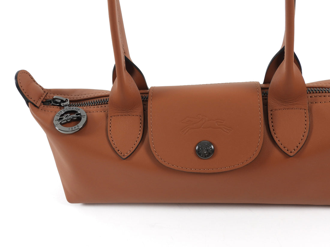 Longchamp Tan Brown Cashew Leather Le Pliage XS Shoulder Bag