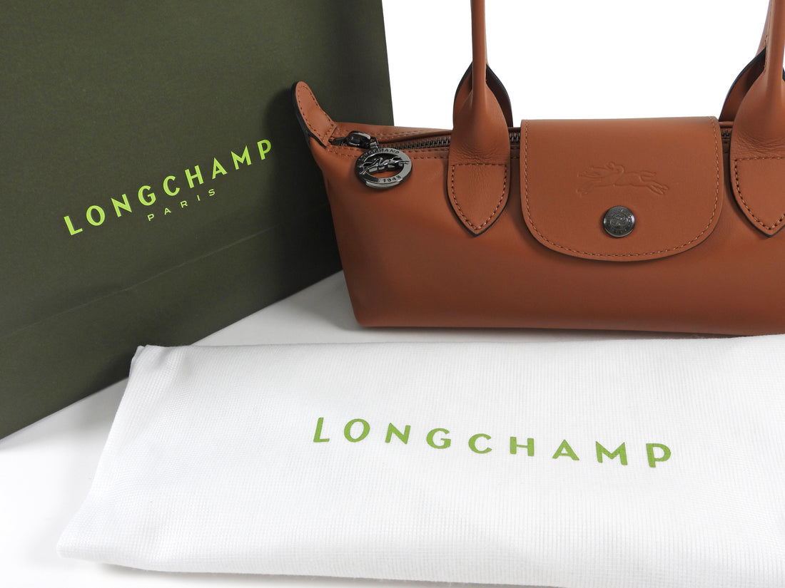 Longchamp Tan Brown Cashew Leather Le Pliage XS Shoulder Bag