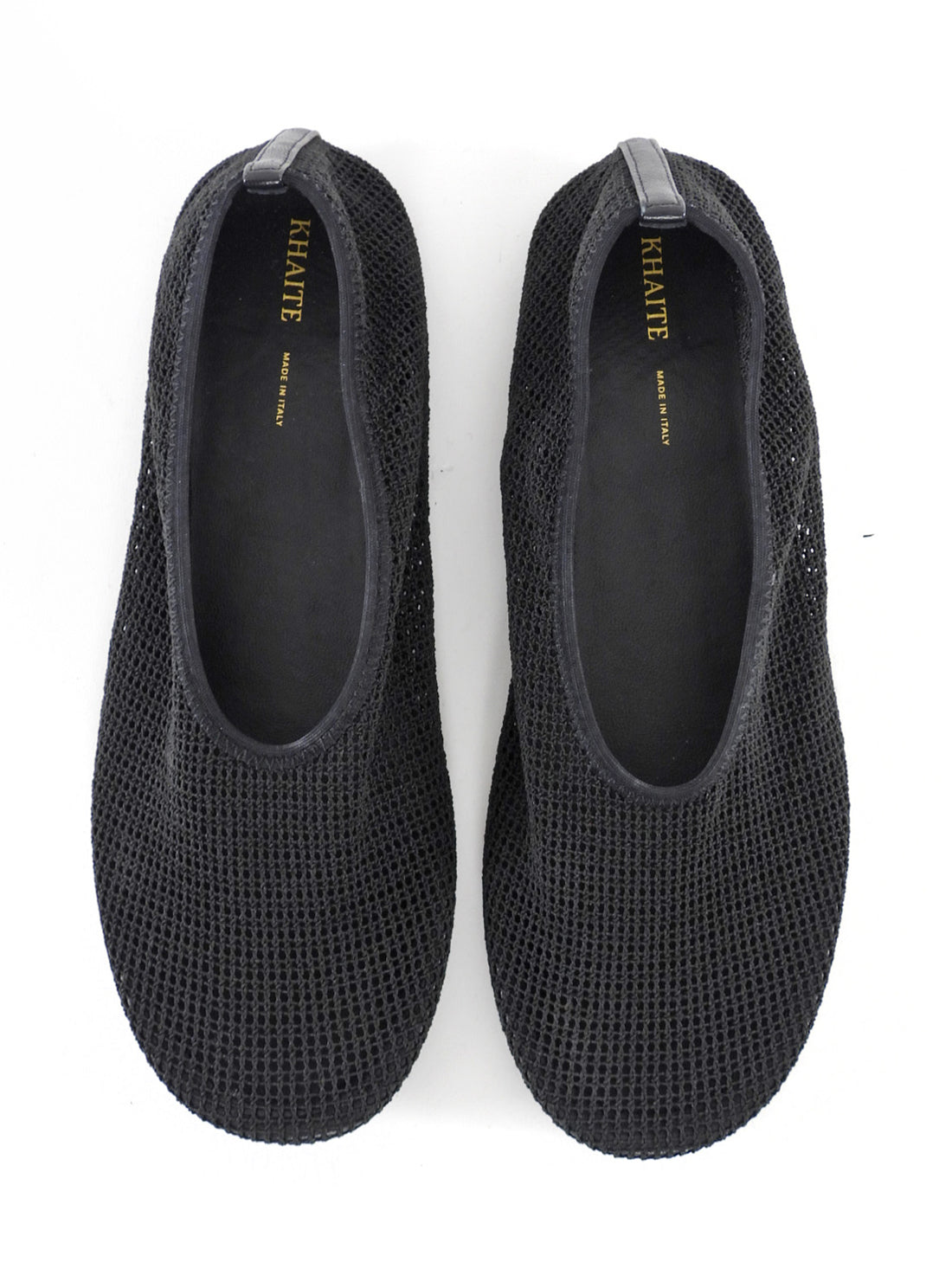 Khaite The Marcy Black Stretch Mesh Round Toe Ballet Flats - 37