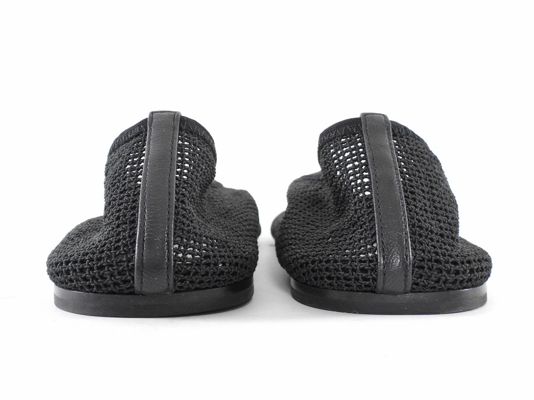 Khaite The Marcy Black Stretch Mesh Round Toe Ballet Flats - 37