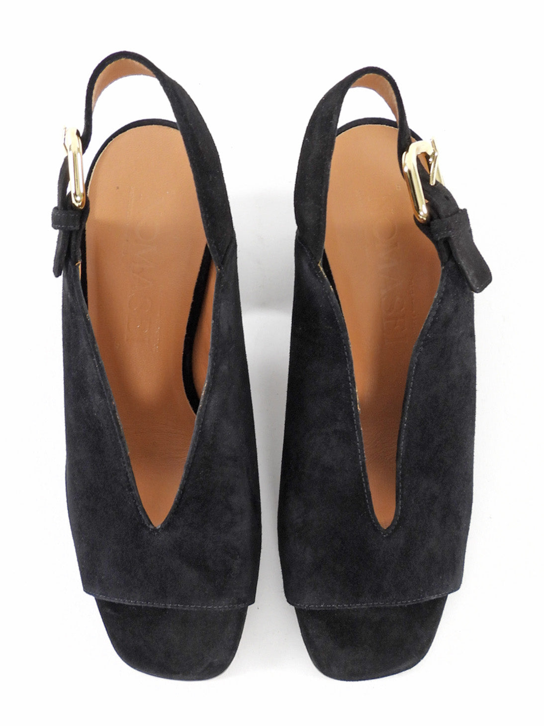 Nomasei Baghera Black Suede Block Heel Sandals - 37