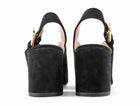 Nomasei Baghera Black Suede Block Heel Sandals - 37