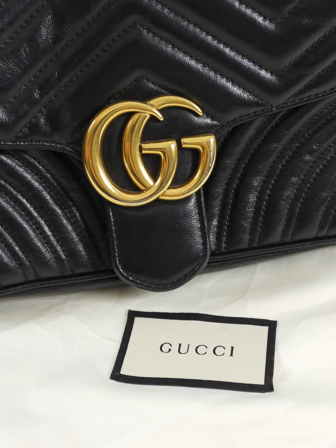 Gucci Black Marmont Matelasse Leather Medium Flap Bag