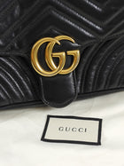 Gucci Black Marmont Matelasse Leather Medium Flap Bag