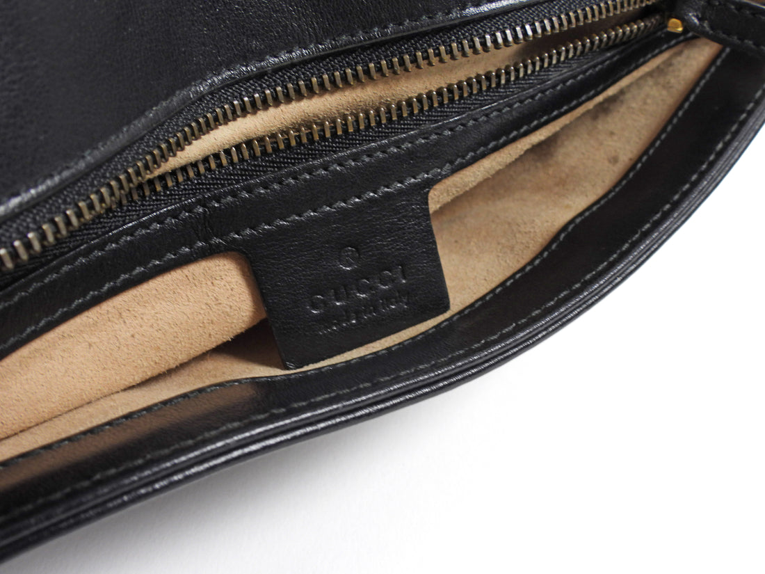 Gucci Black Marmont Matelasse Leather Medium Flap Bag