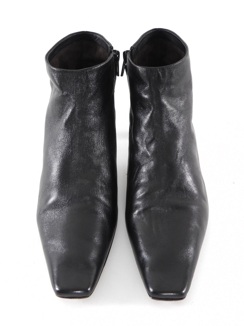 The Row Black Glove Leather Carla 45mm Ankle Boots - 36.5