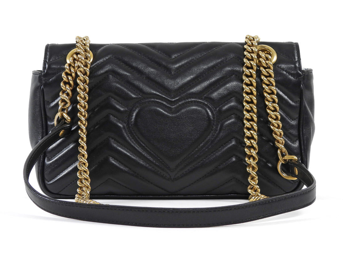 Gucci Black Marmont Matelasse Leather Medium Flap Bag