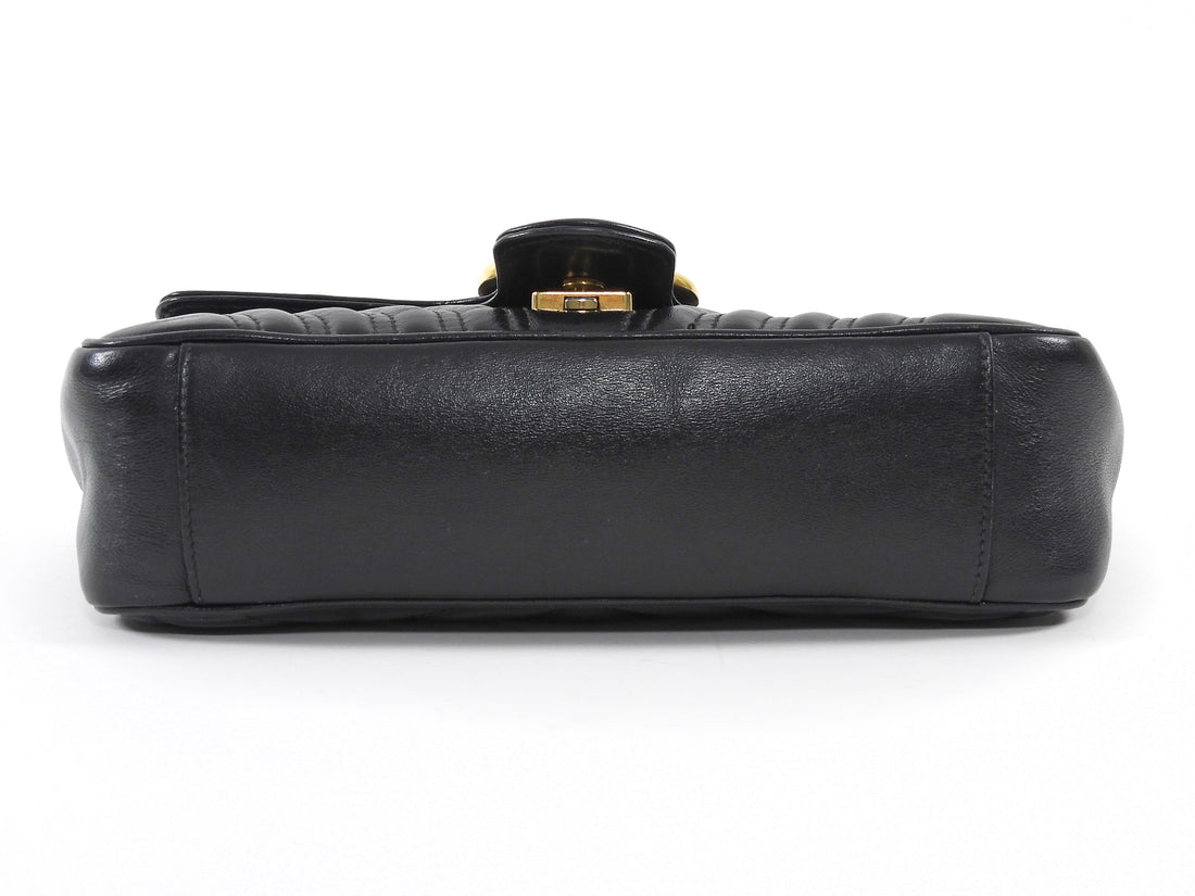 Gucci Black Marmont Matelasse Leather Medium Flap Bag
