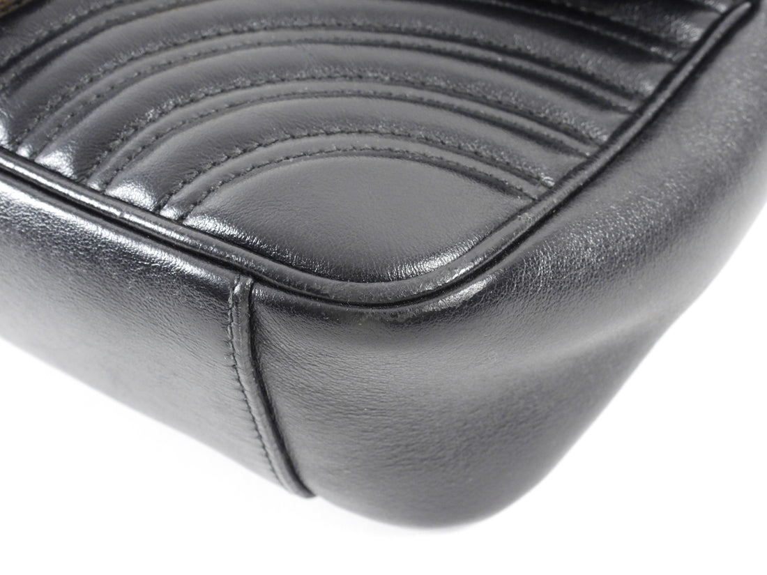 Gucci Black Marmont Matelasse Leather Medium Flap Bag