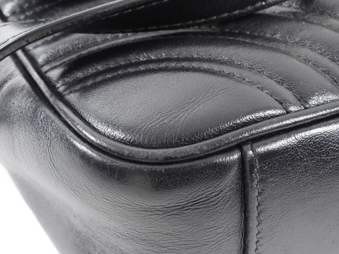 Gucci Black Marmont Matelasse Leather Medium Flap Bag