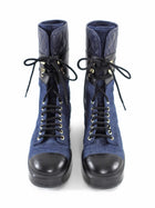 Chanel 22B Denim Combo CC Quilted Platform Ankle Boots - 37.5 / 7