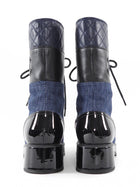 Chanel 22B Denim Combo CC Quilted Platform Ankle Boots - 37.5 / 7