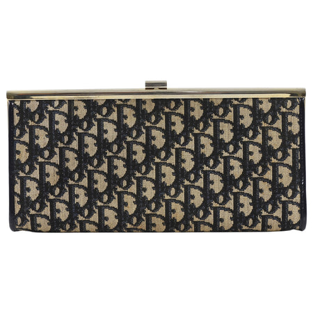 Christian Dior Navy Vintage 1980's Trotter Oblique Canvas Clutch Bag