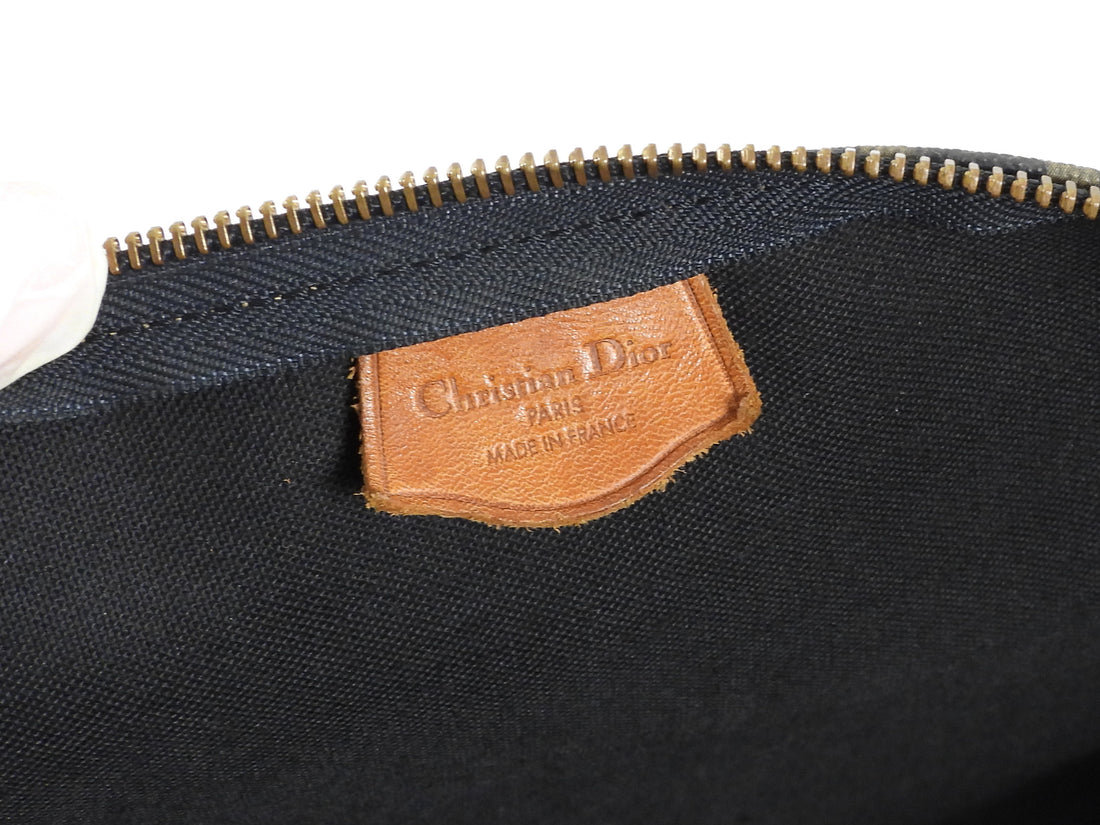 Christian Dior Black Taupe Vintage Monogram Trotter Coated Canvas Medium Duffle Bag