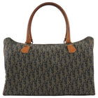 Christian Dior Black Taupe Vintage Monogram Trotter Coated Canvas Medium Duffle Bag