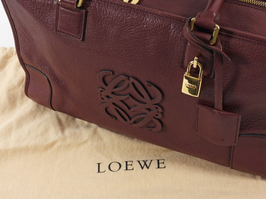 Loewe Burgundy Amazona 36 Grained Leather Anagram Logo Bag