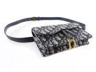 Dior Navy Blue Oblique Monogram Canvas Saddle Belt Bag