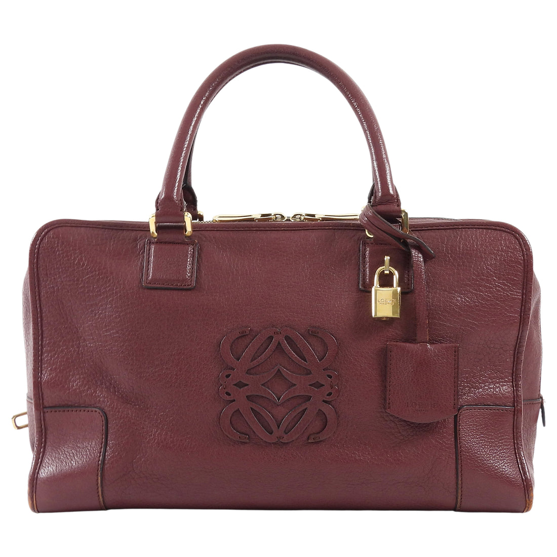 Loewe Burgundy Amazona 36 Grained Leather Anagram Logo Bag
