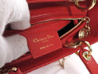 Dior Medium Lady Dior Red Quilted Lambskin Leather Two Way Handbag
