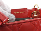 Dior Medium Lady Dior Red Quilted Lambskin Leather Two Way Handbag