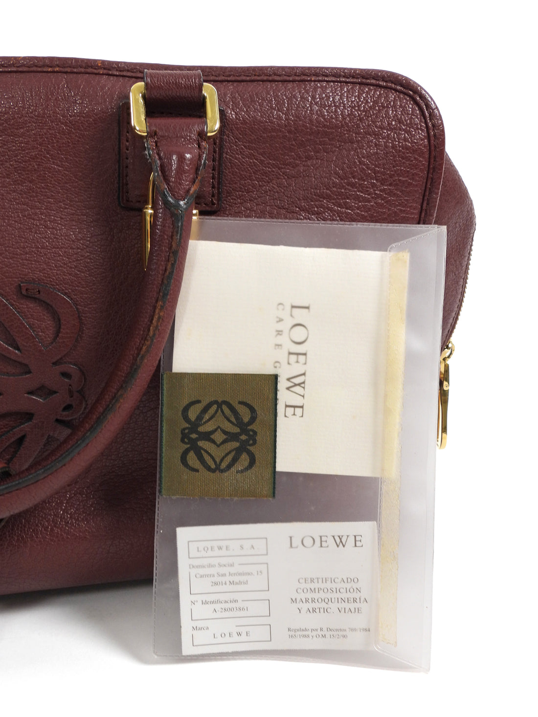 Loewe Burgundy Amazona 36 Grained Leather Anagram Logo Bag